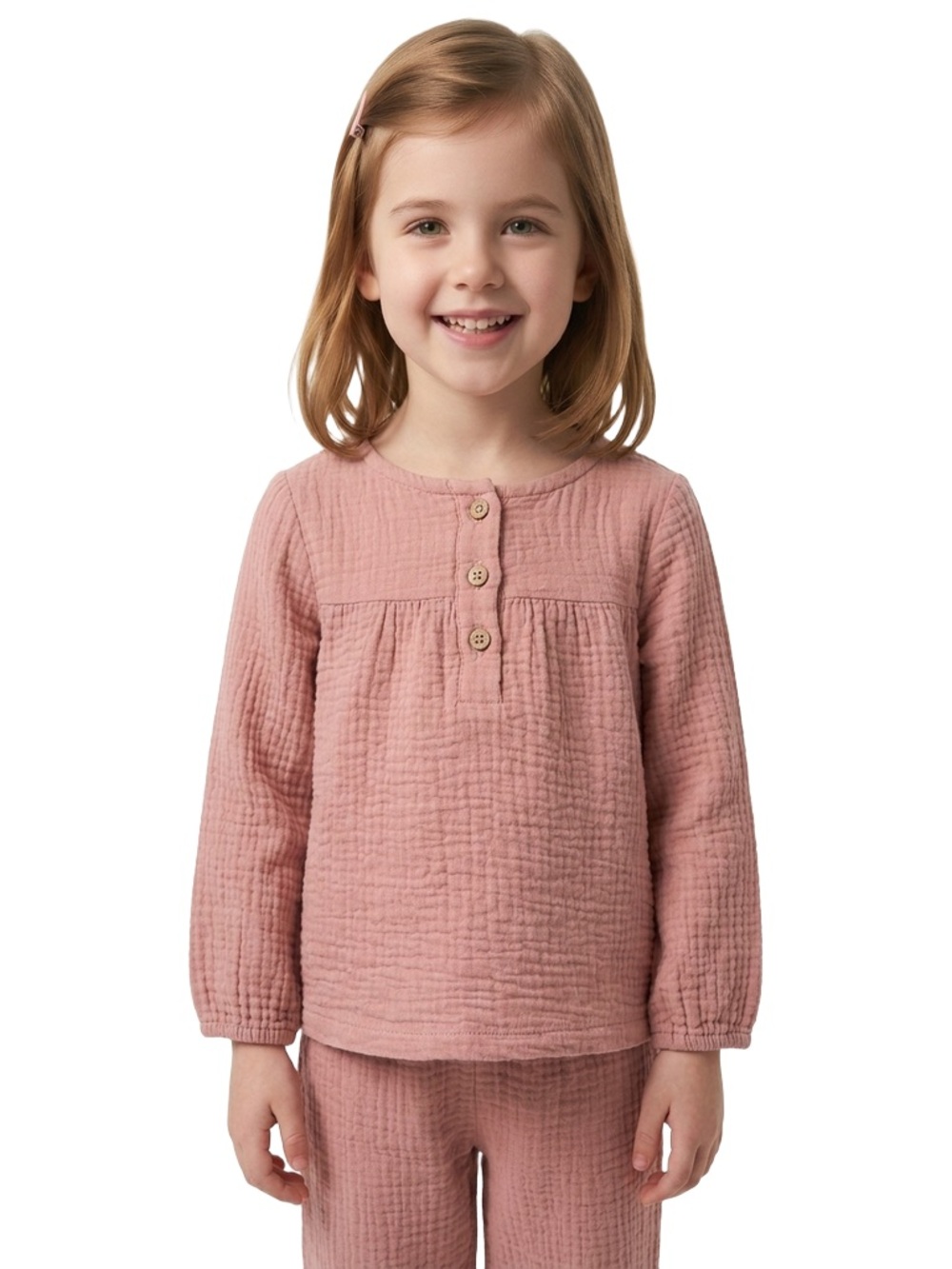 Rabbit + Bear peach baby top